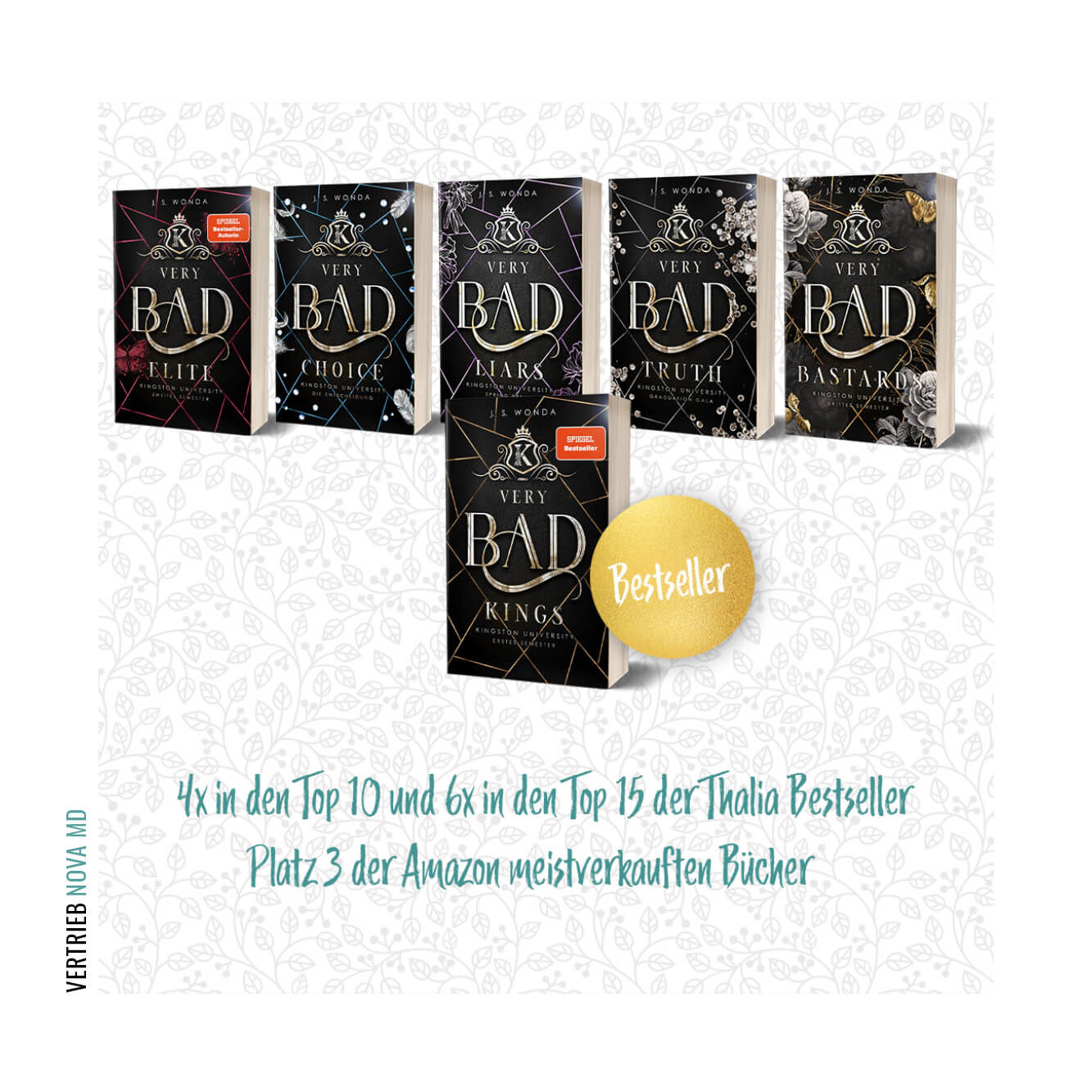 Thalia und Amazon Bestseller Charts für "Very Bad Kings" Reihe Nova MD